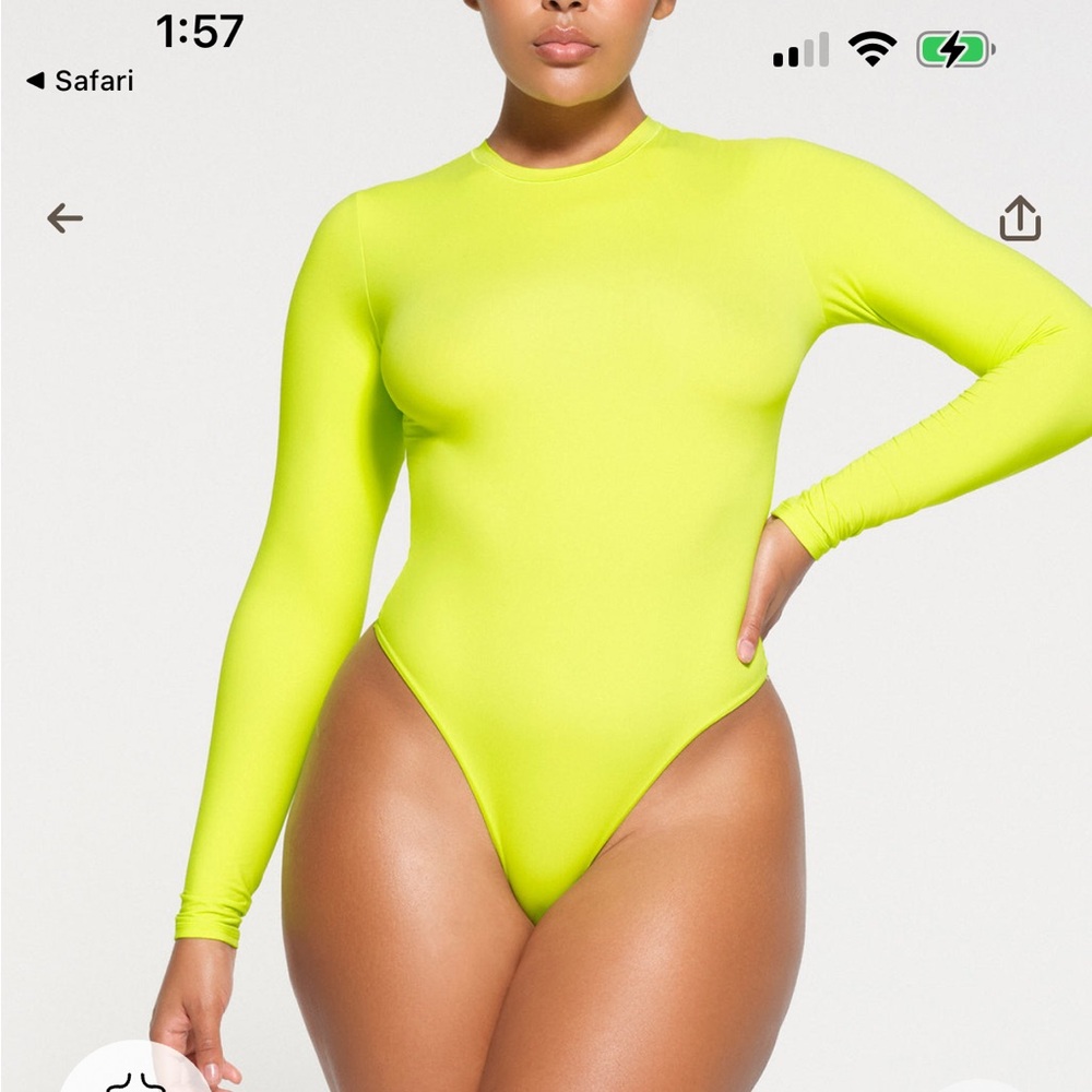 SKIMS Neon Lime Long-Sleeve Bodysuit
